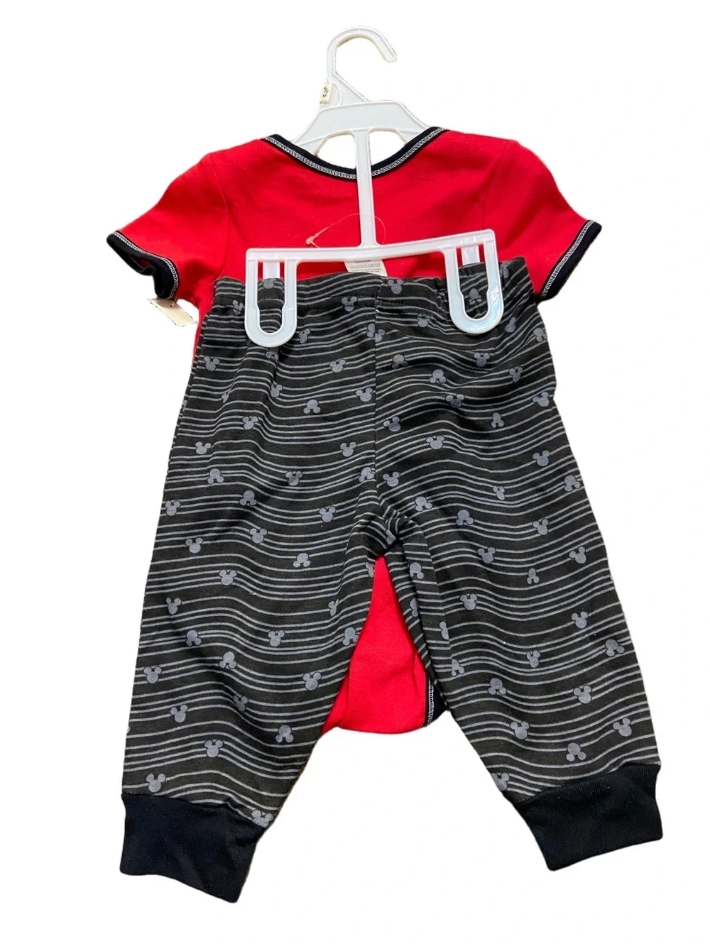 Mickey Mouse Red 'Too Cool' One-Piece Bodysuit Pants set 6/9 months New